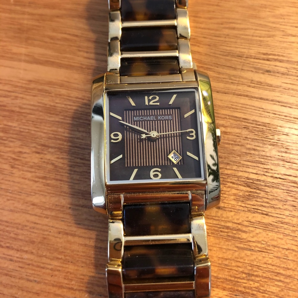 Michael Kors gold tone tortoise watch